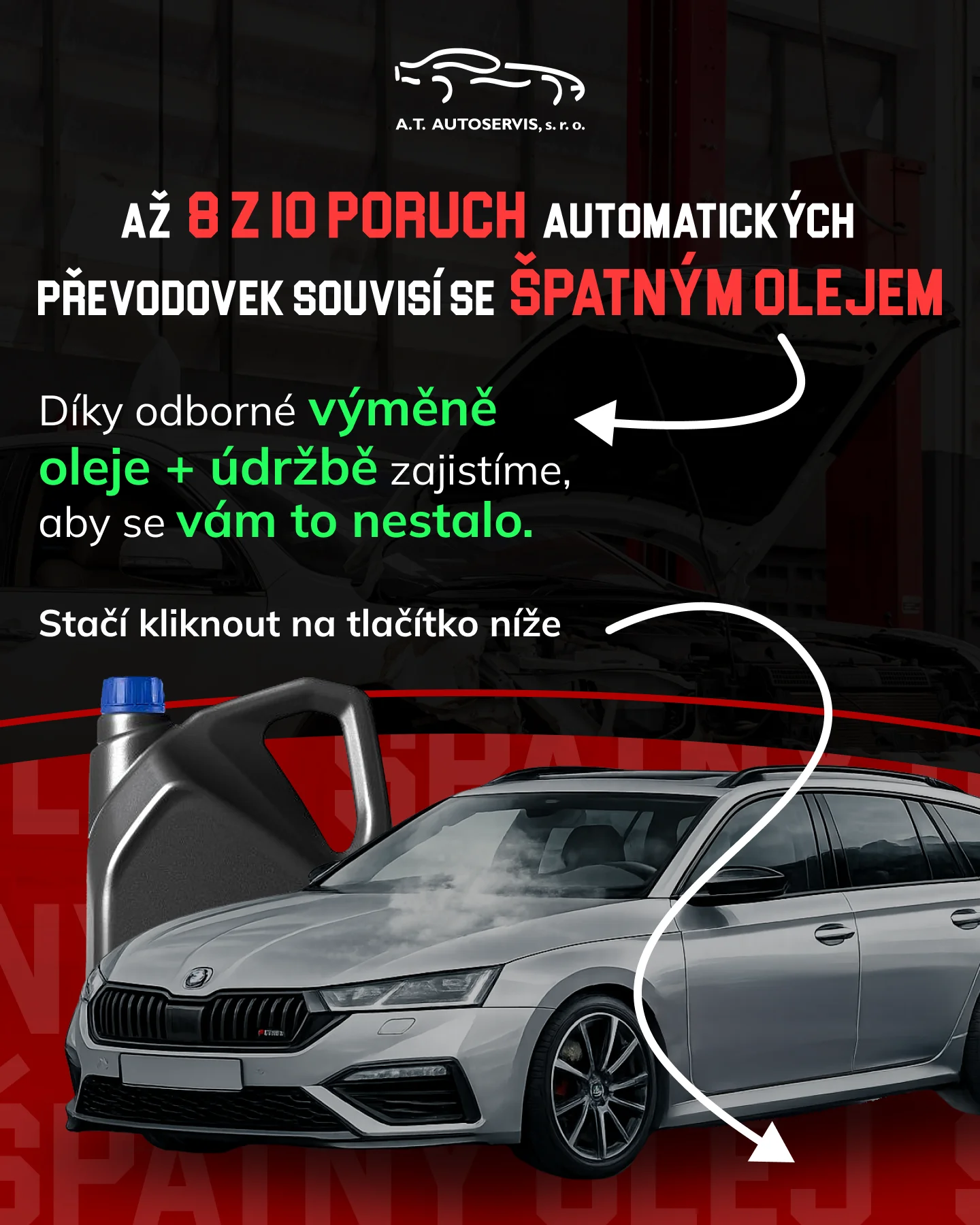 PPC vizuál AT Autoservis se statistikou poruch převodovek