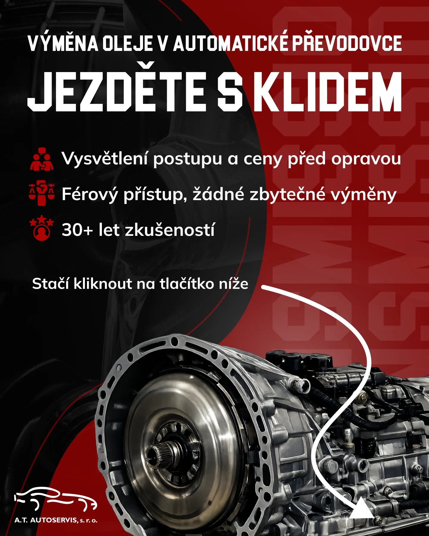 PPC vizuál AT Autoservis s výhodami výměny oleje v automatické převodovce