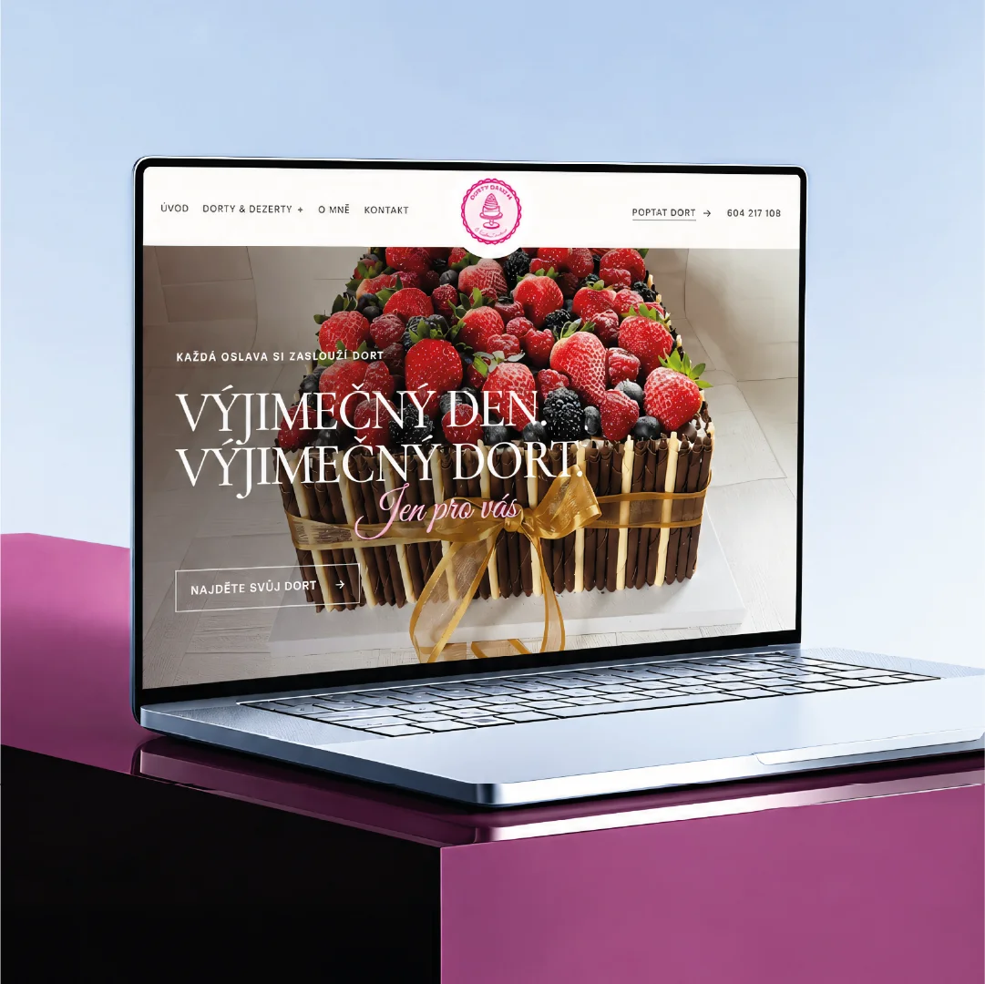 Web Dorty Daneta na notebooku – ukázka webdesignu Studia Ustal